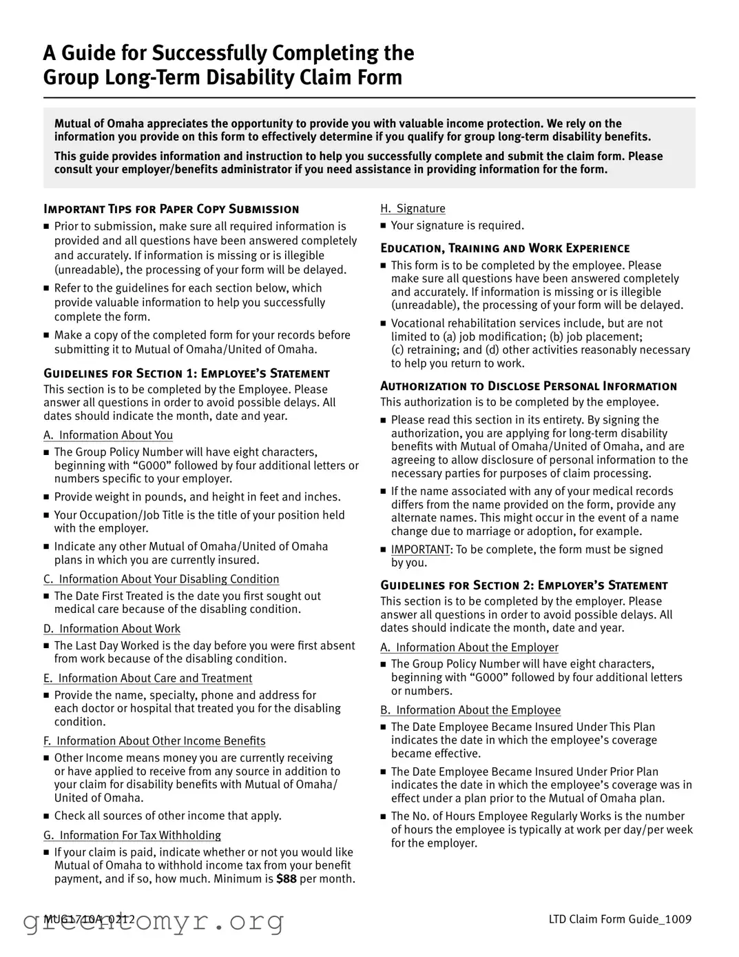 Fill in a Valid Long Term Disability Template