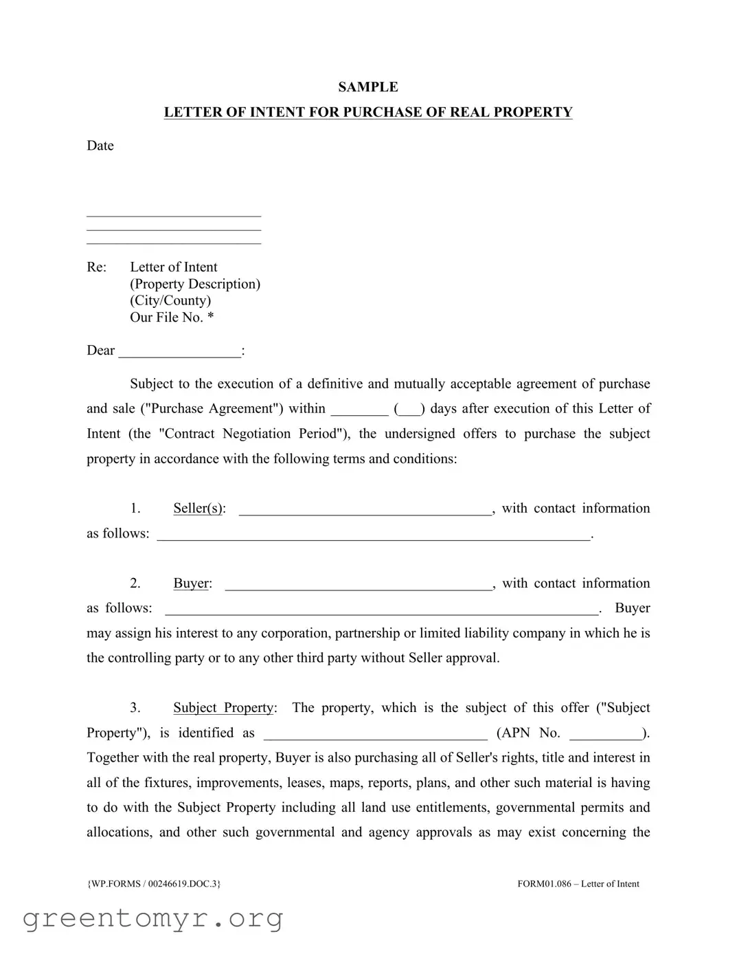 Fill in a Valid Letter To Purchase Land Template