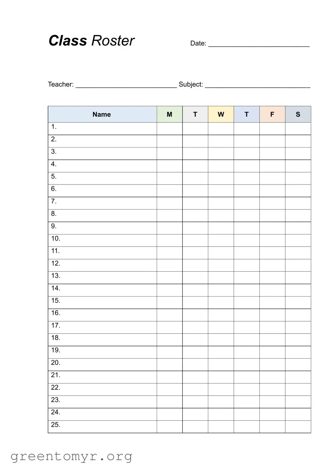Fill in a Valid Class List Template