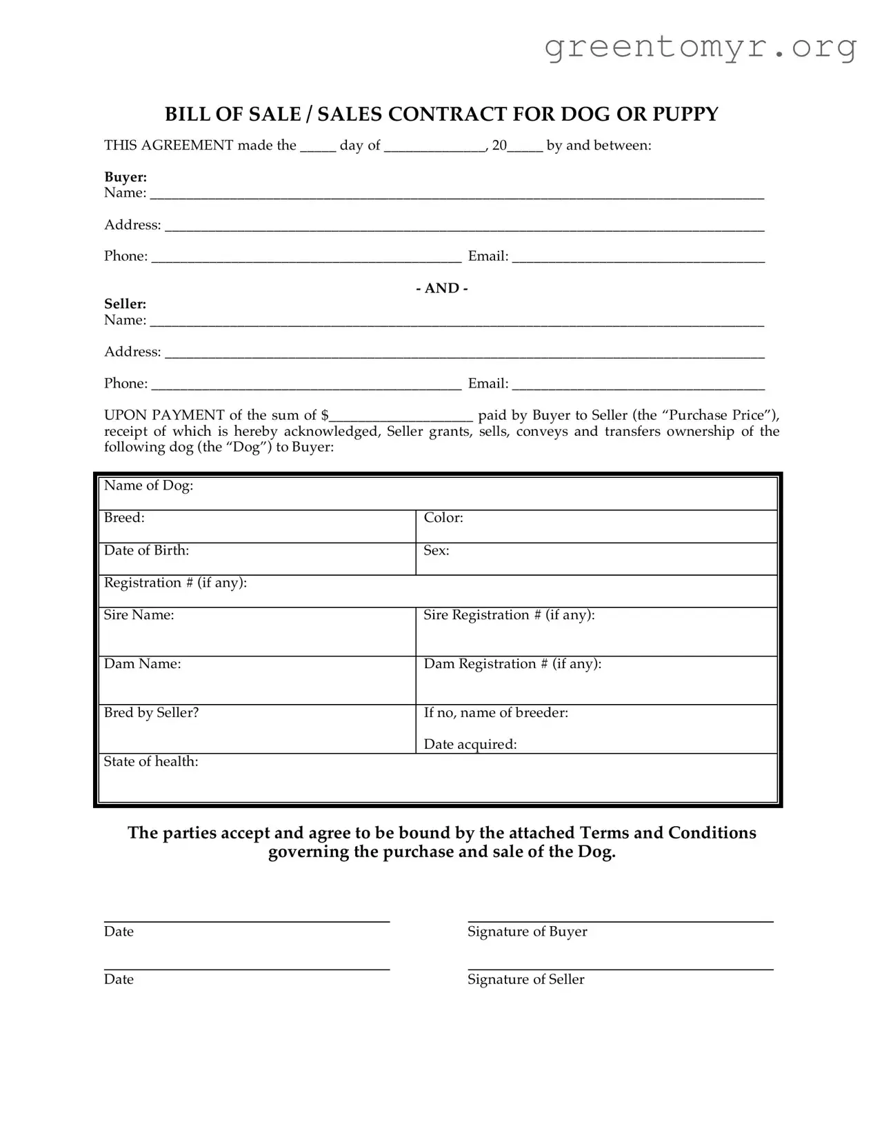 Fill in a Valid Puppy Contract Template