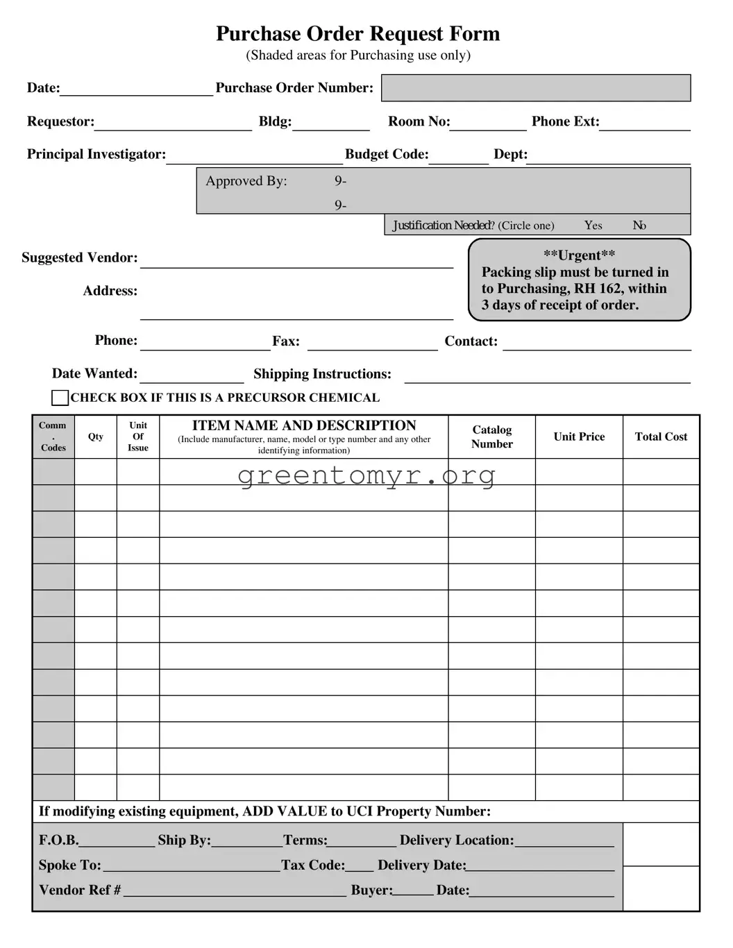 Fill in a Valid Purchase Order Template