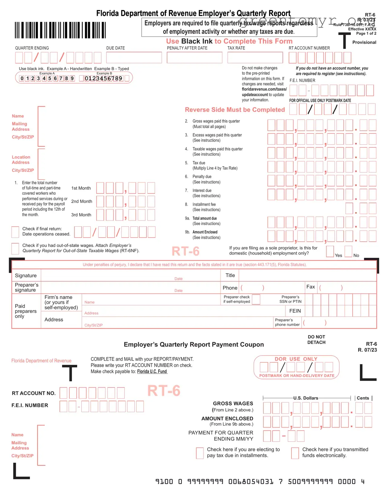 Fill in a Valid Rt 6 Template