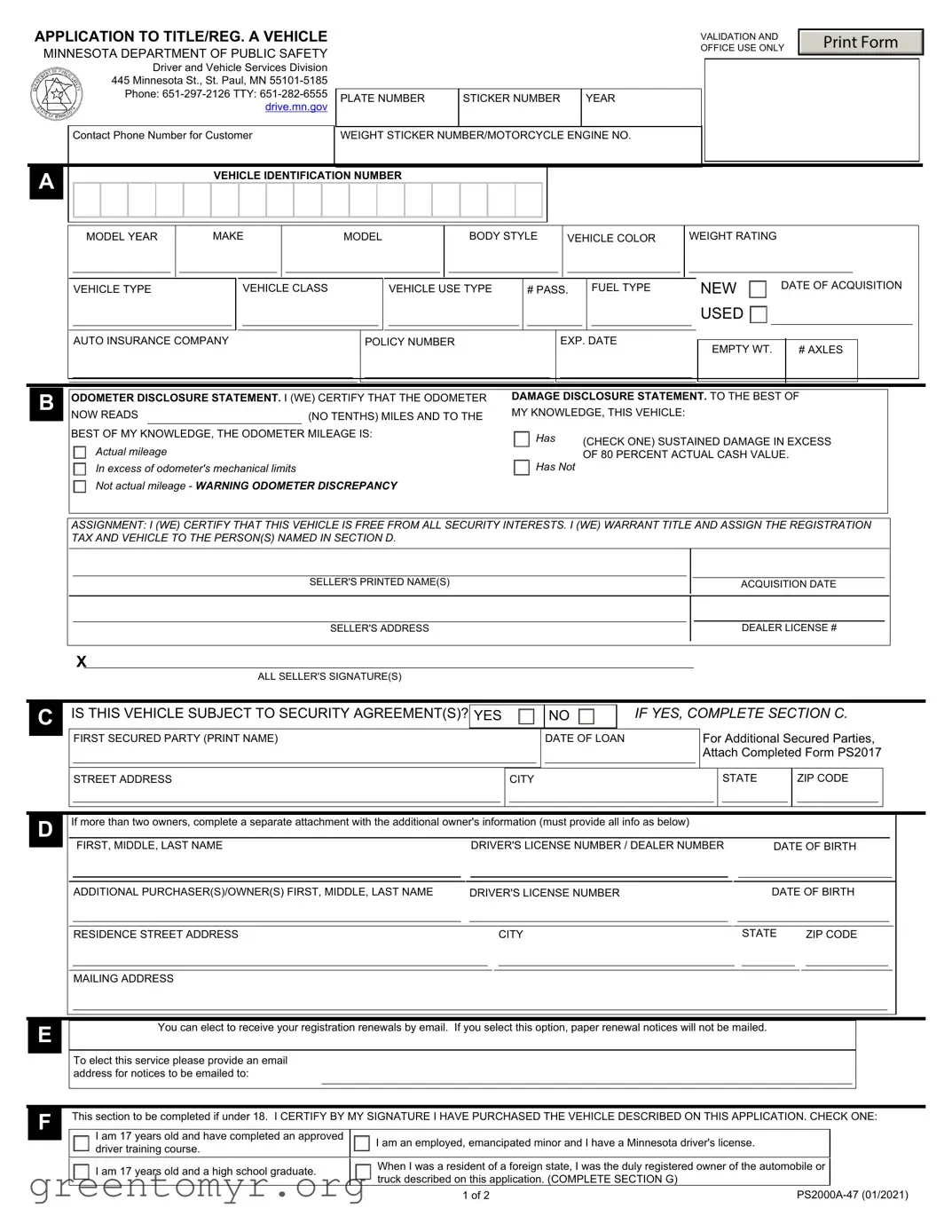 Fill in a Valid Mn Dmv Template