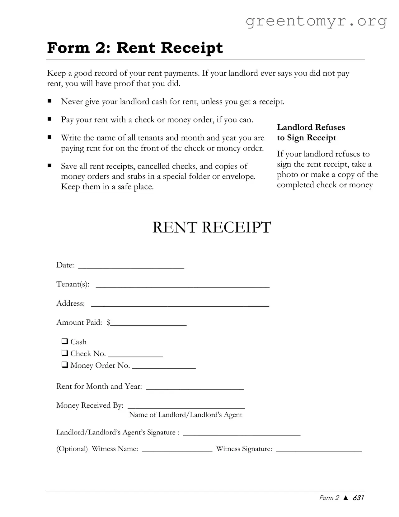 Fill in a Valid Rental Receipt Template