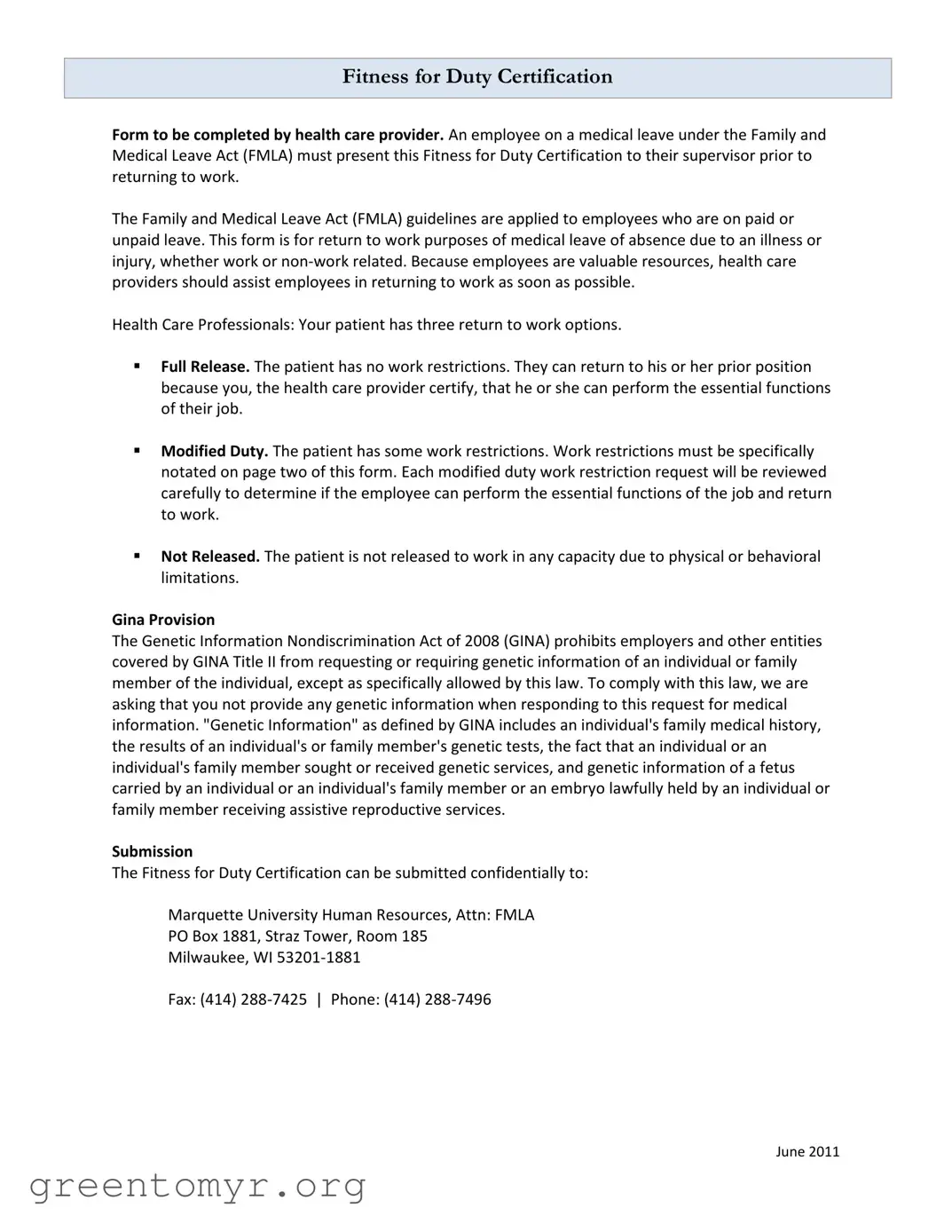 Fill in a Valid Fitness For Duty Template