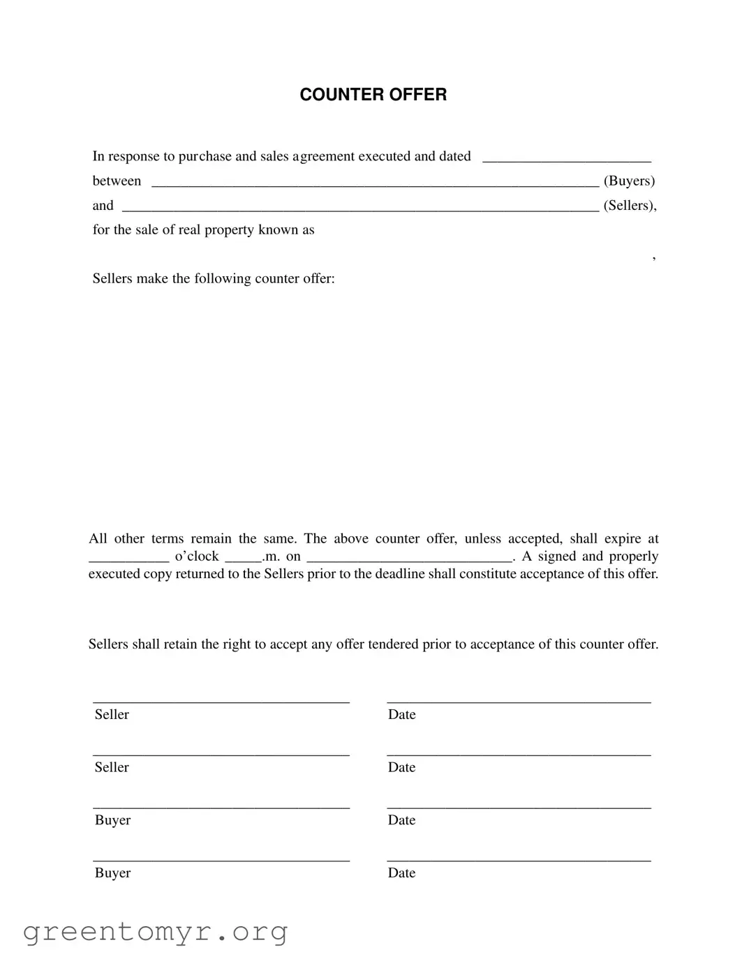 Fill in a Valid Counter Offer Template