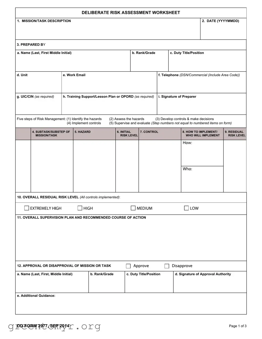 Fill in a Valid Dd 2977 Template