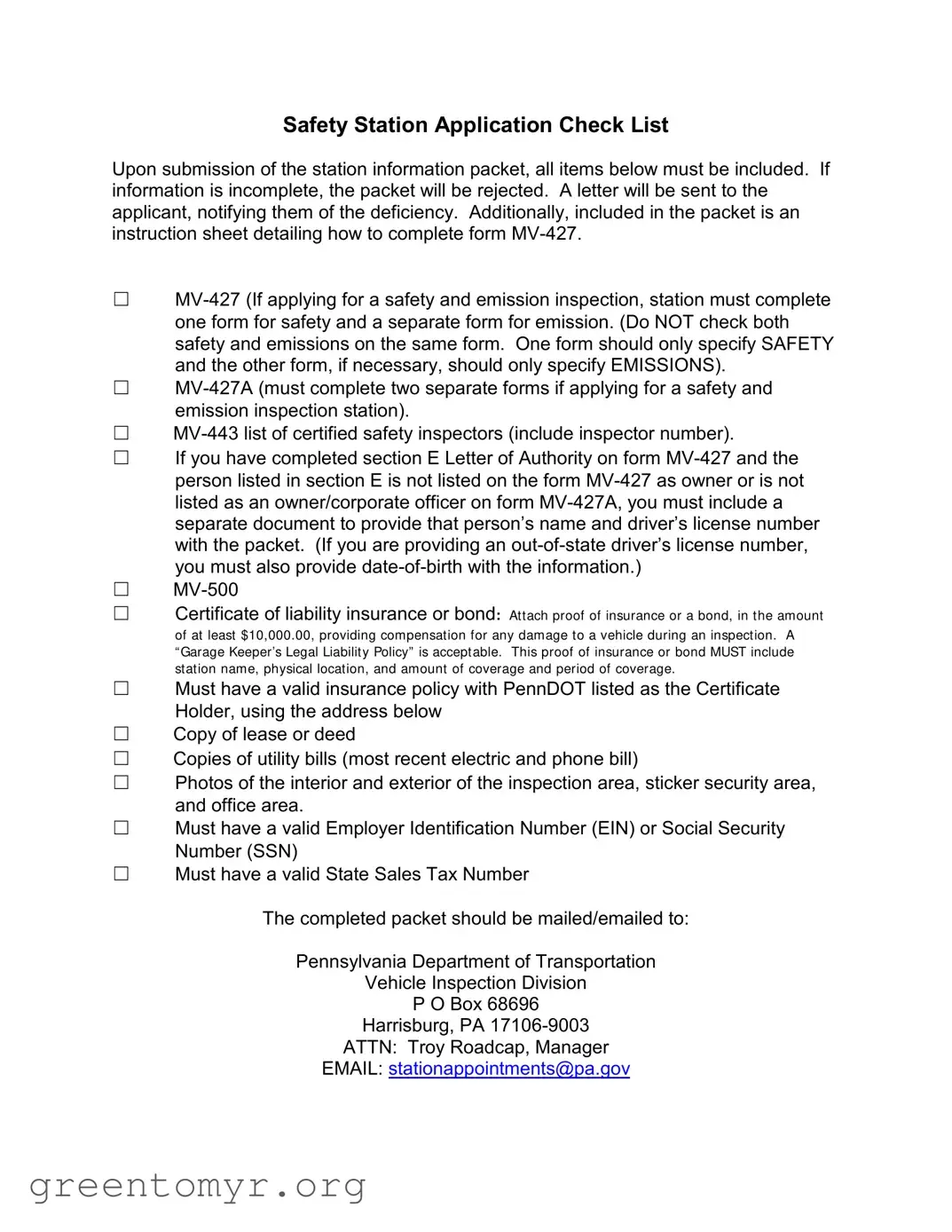 Fill in a Valid Mv 427 Penndot Template