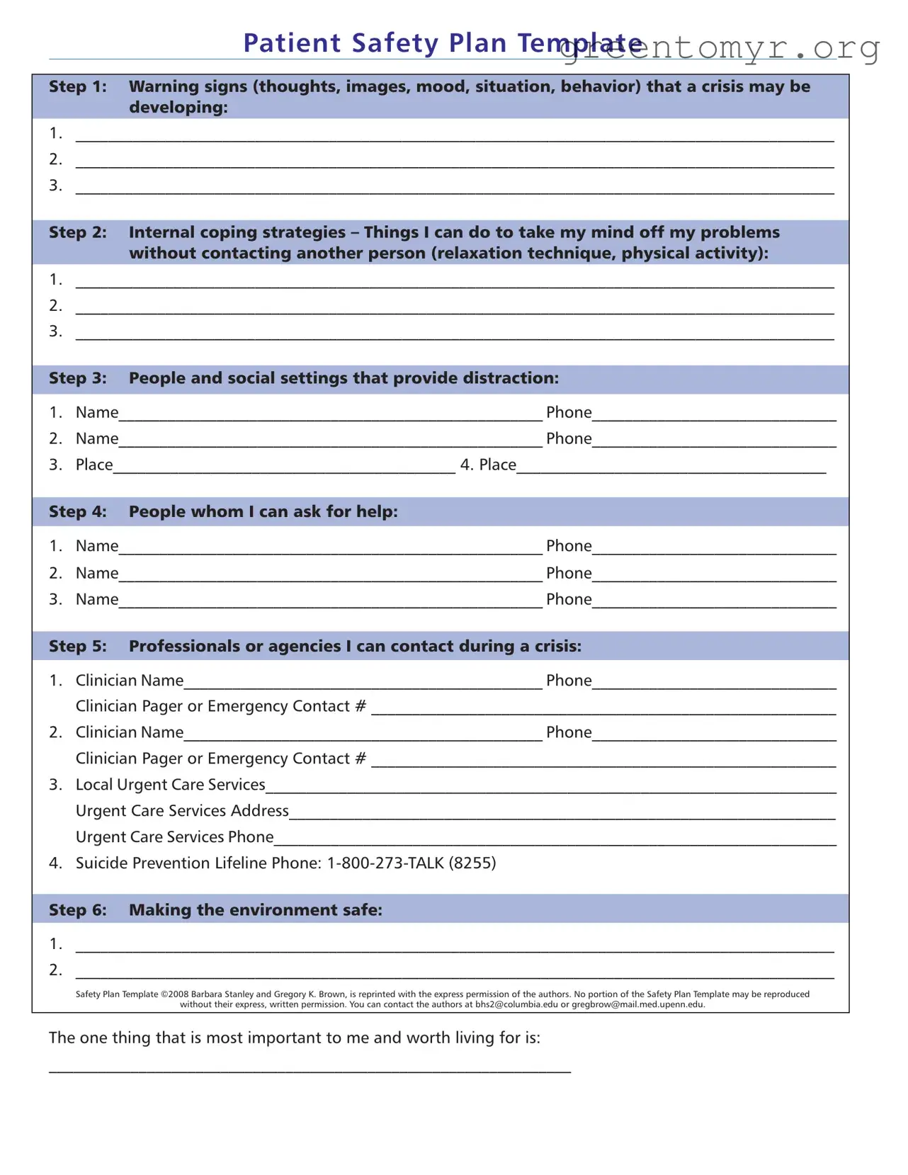 Fill in a Valid Safety Plan Template