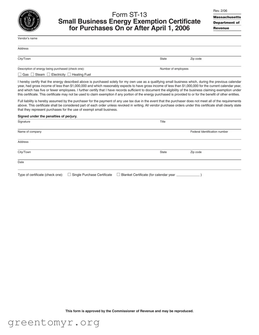 Fill in a Valid Massachusetts St 13 Template