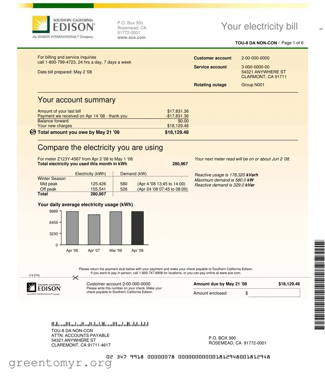Fill in a Valid Edison Electricity Bill Template