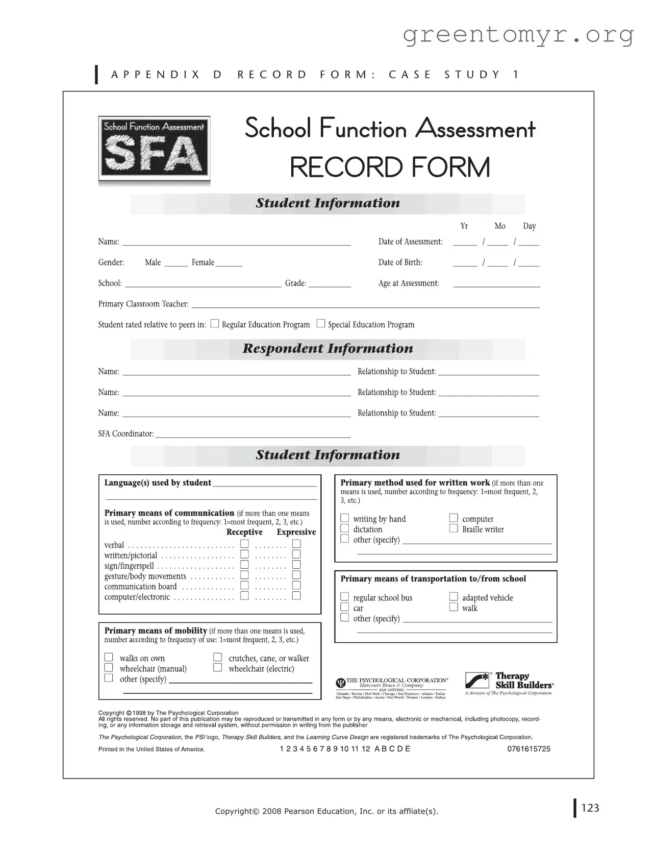 Fill in a Valid School Function Assessment Template