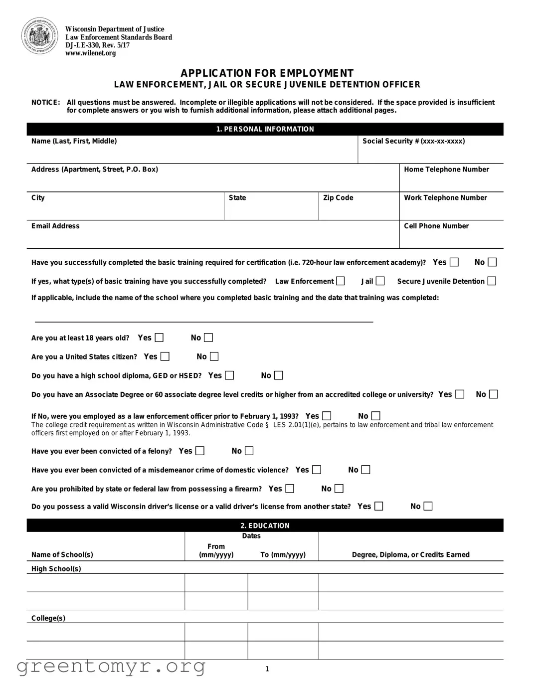 Fill in a Valid Dj Le 330 Template