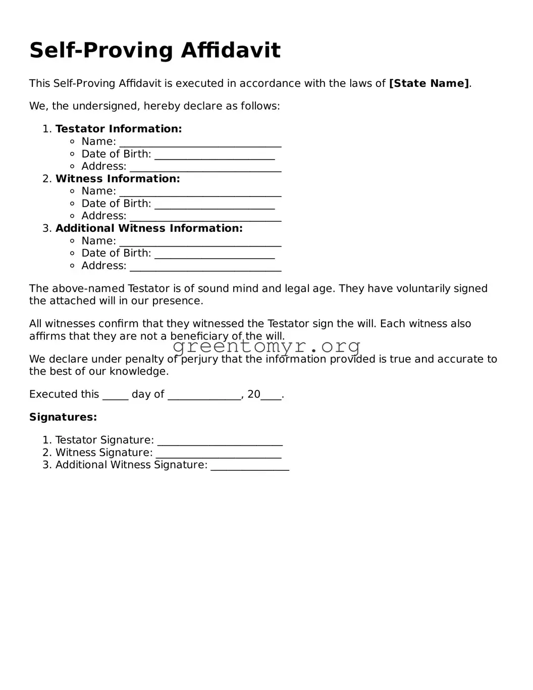Valid Self-Proving Affidavit Form