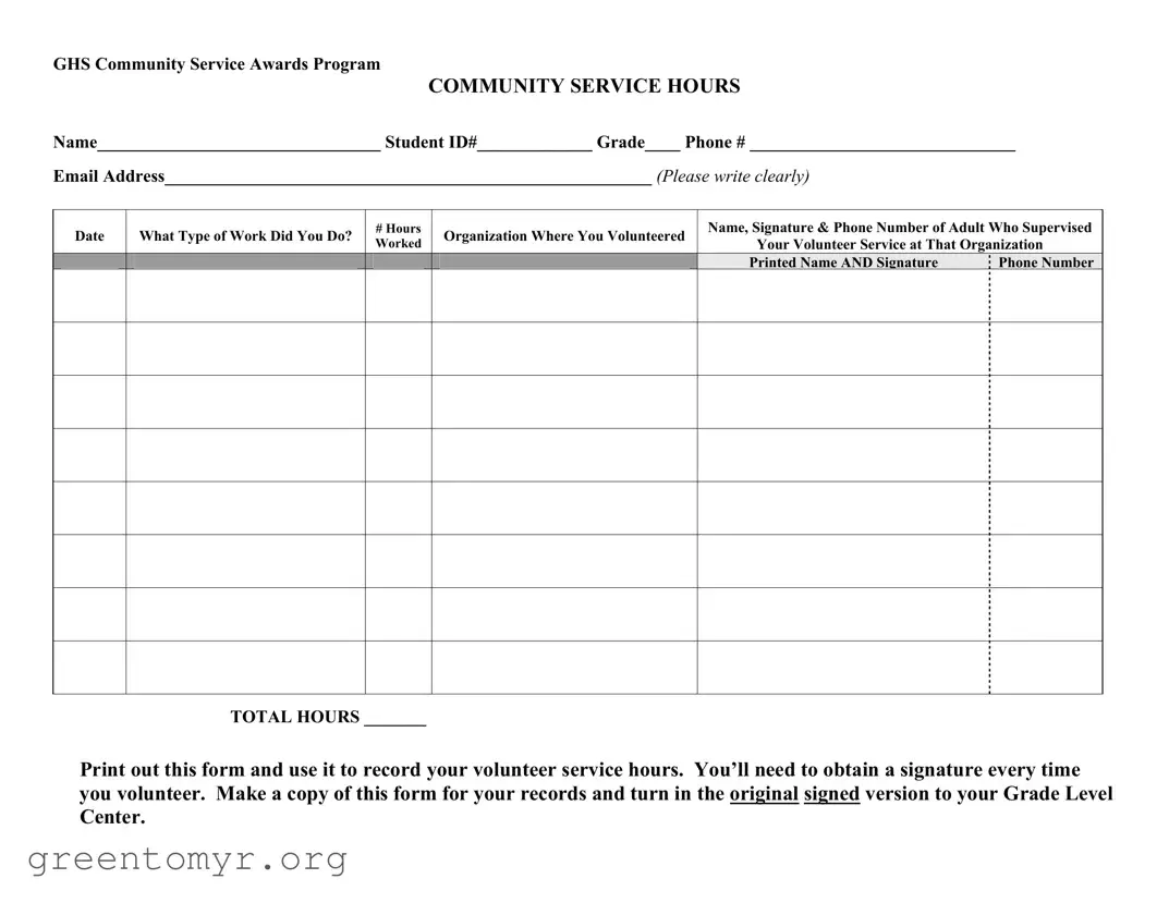 Fill in a Valid Community Service Template