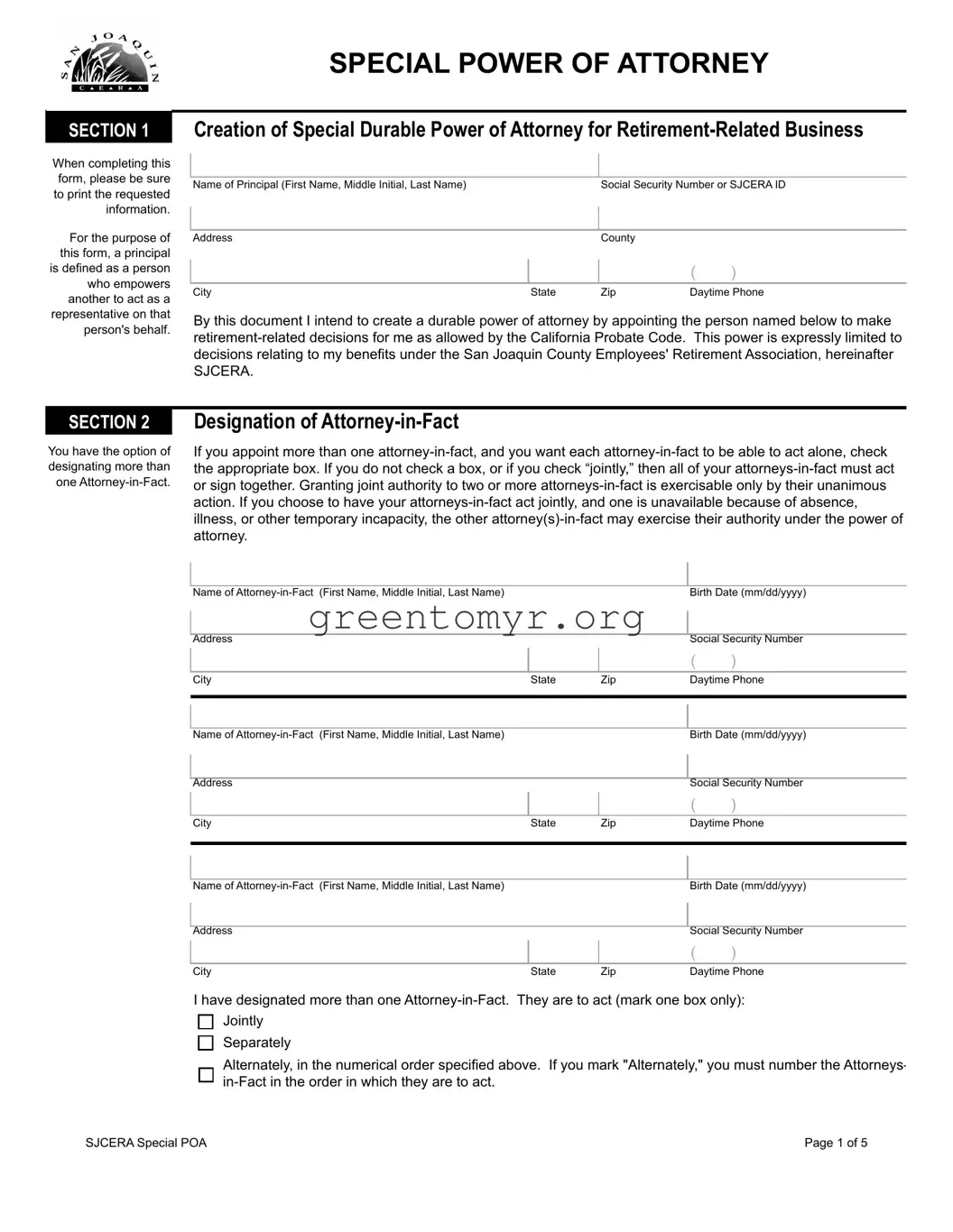 Fill in a Valid Sjcera Special Power Of Attorney Template