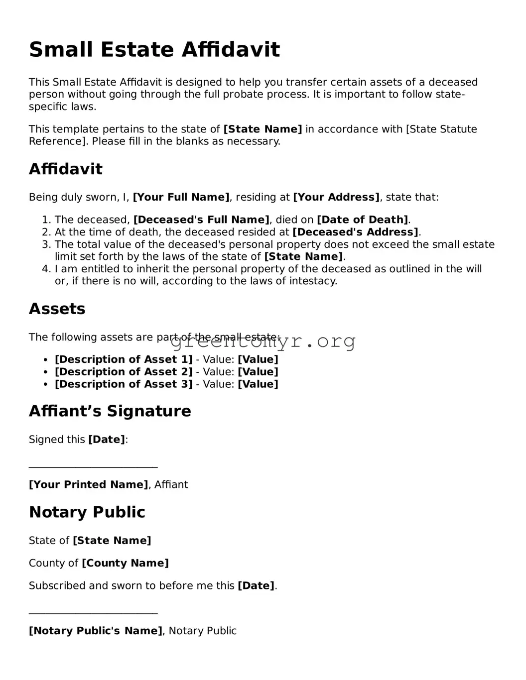 Valid Small Estate Affidavit Forms Fillable Template