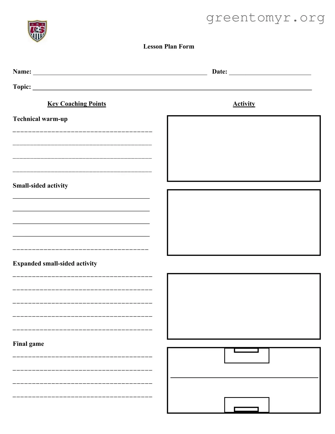 Fill in a Valid Soccer Training Session Plan Template