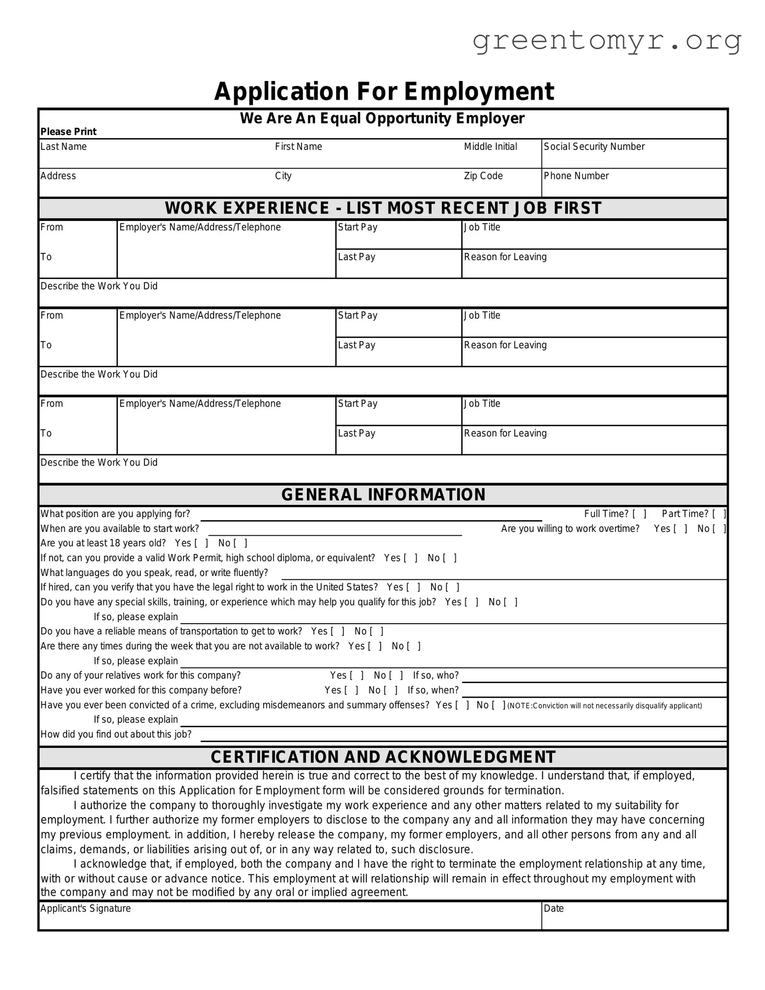 Fill in a Valid Spanish Application Employment Template