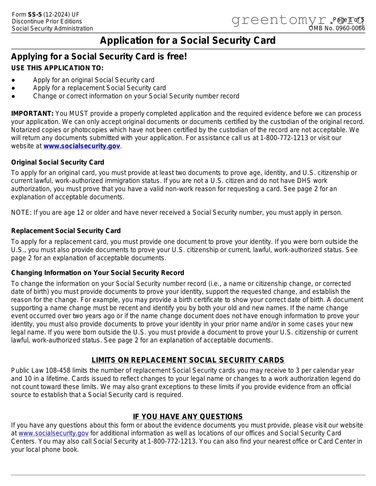 Fill in a Valid SSA SS-5 Template