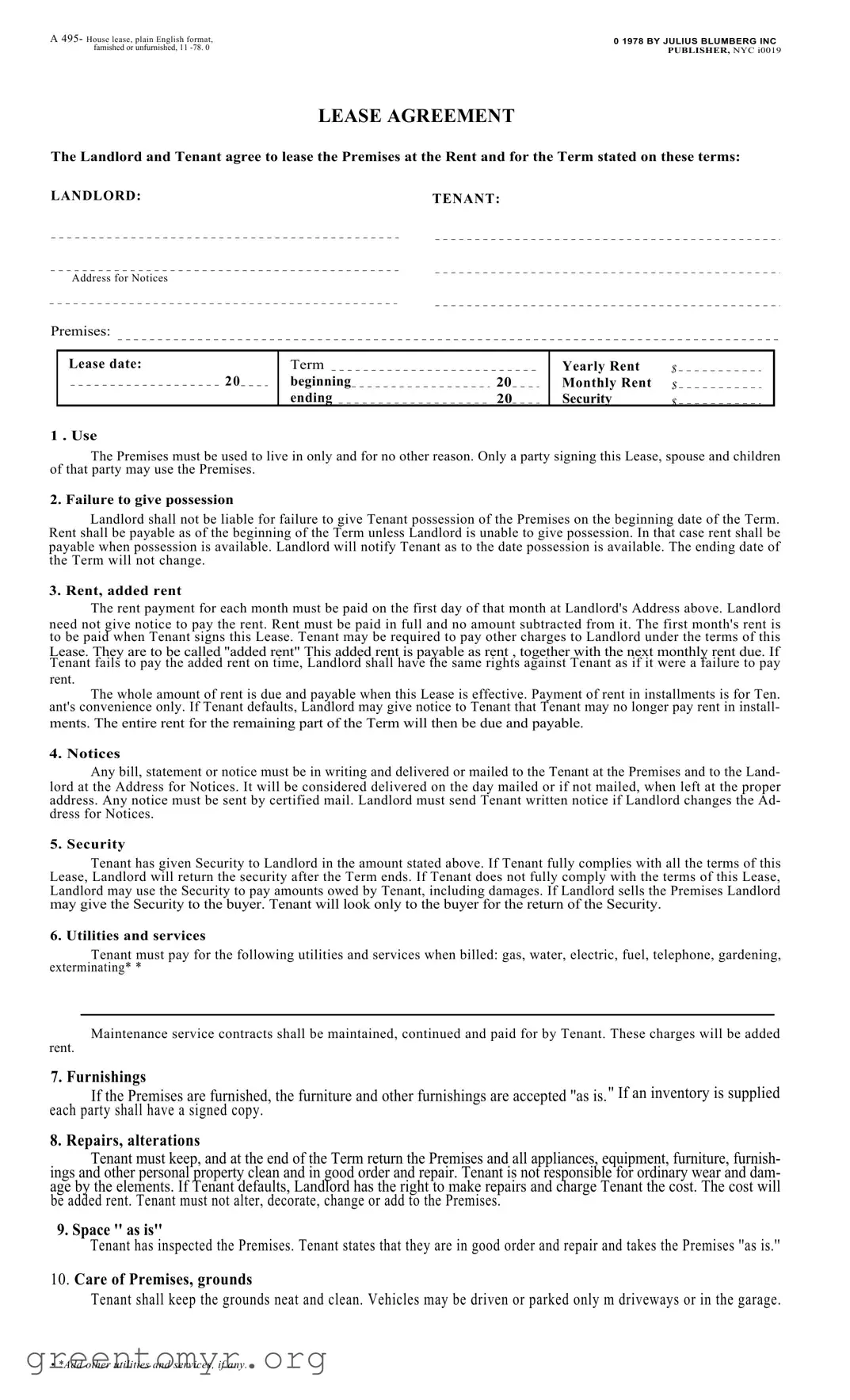 Fill in a Valid Blumberg Lease Agreement Template