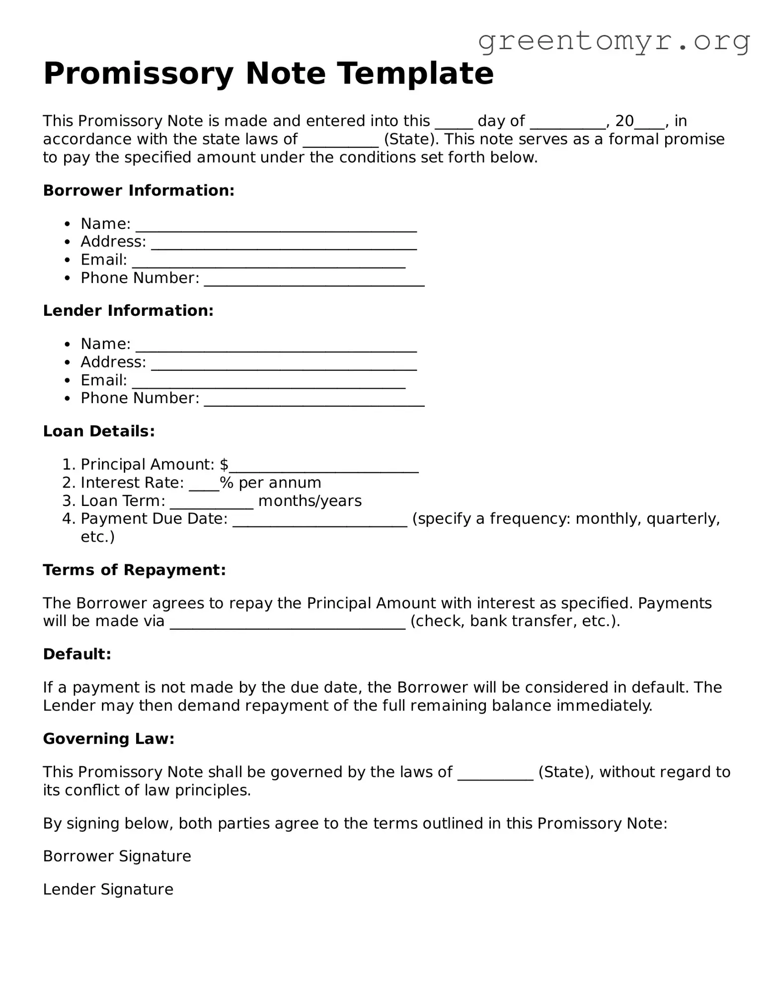 Valid Promissory Note Form
