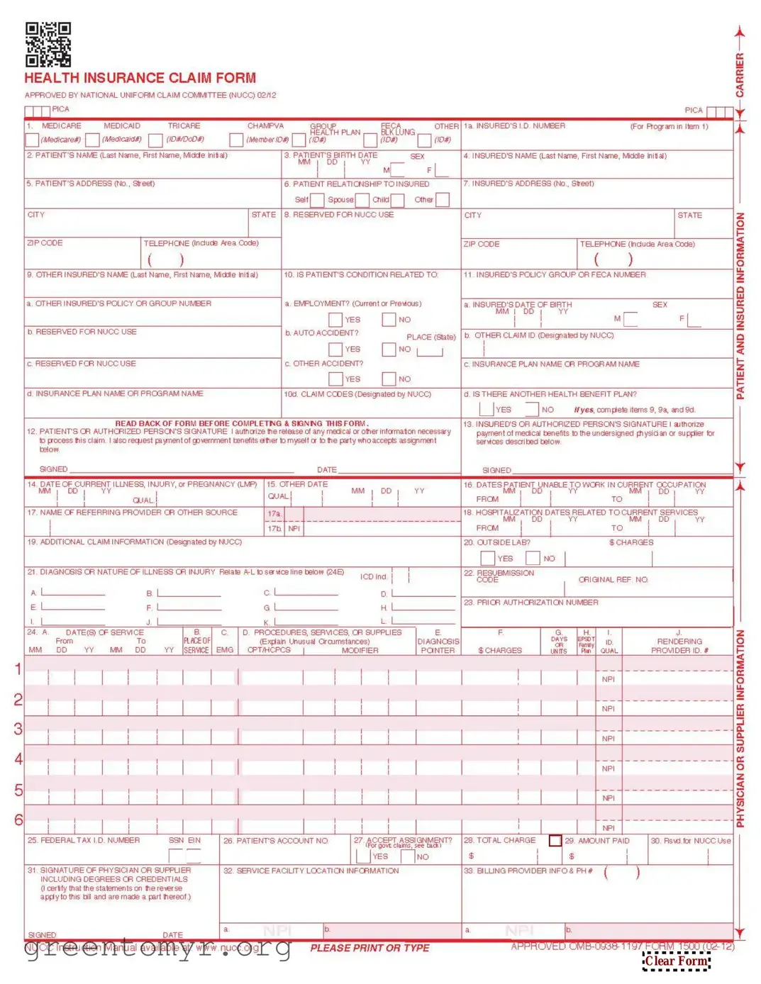 Fill in a Valid CMS 1500 Template