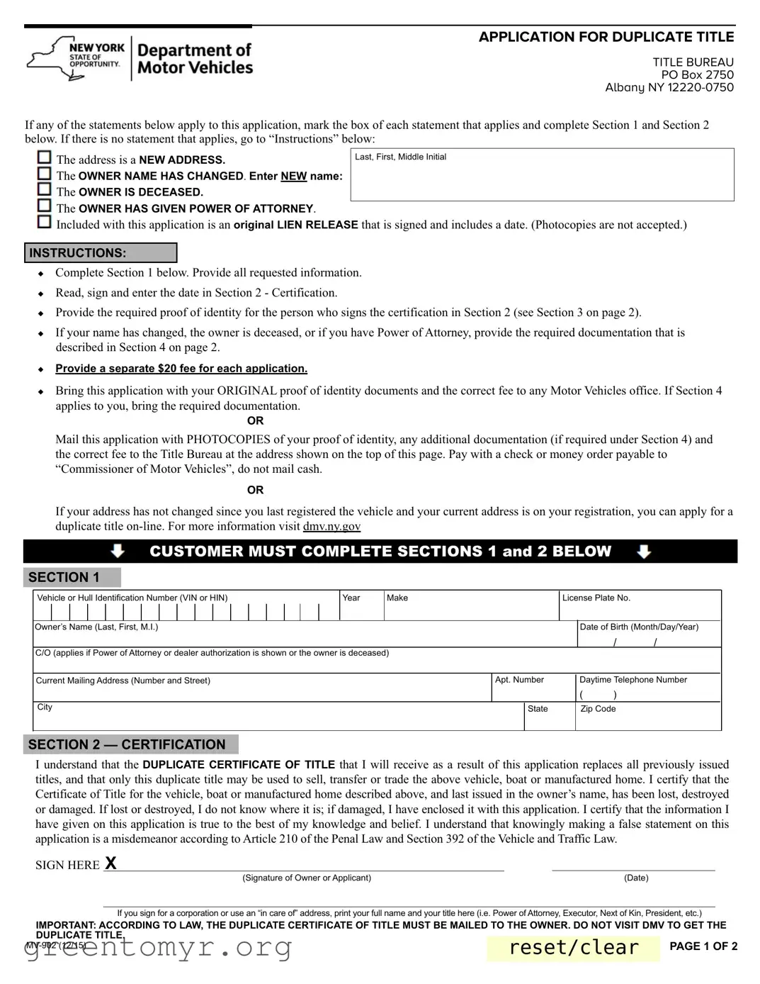 Fill in a Valid Mv 902 Template