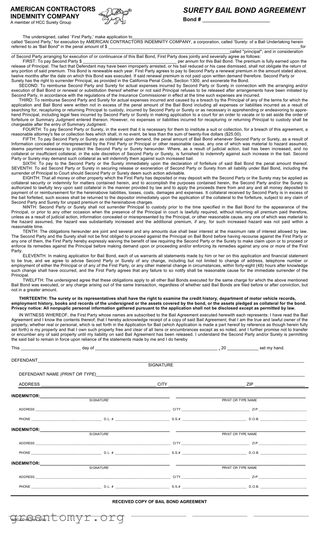 Fill in a Valid Bail Bond Release Paperwork Template