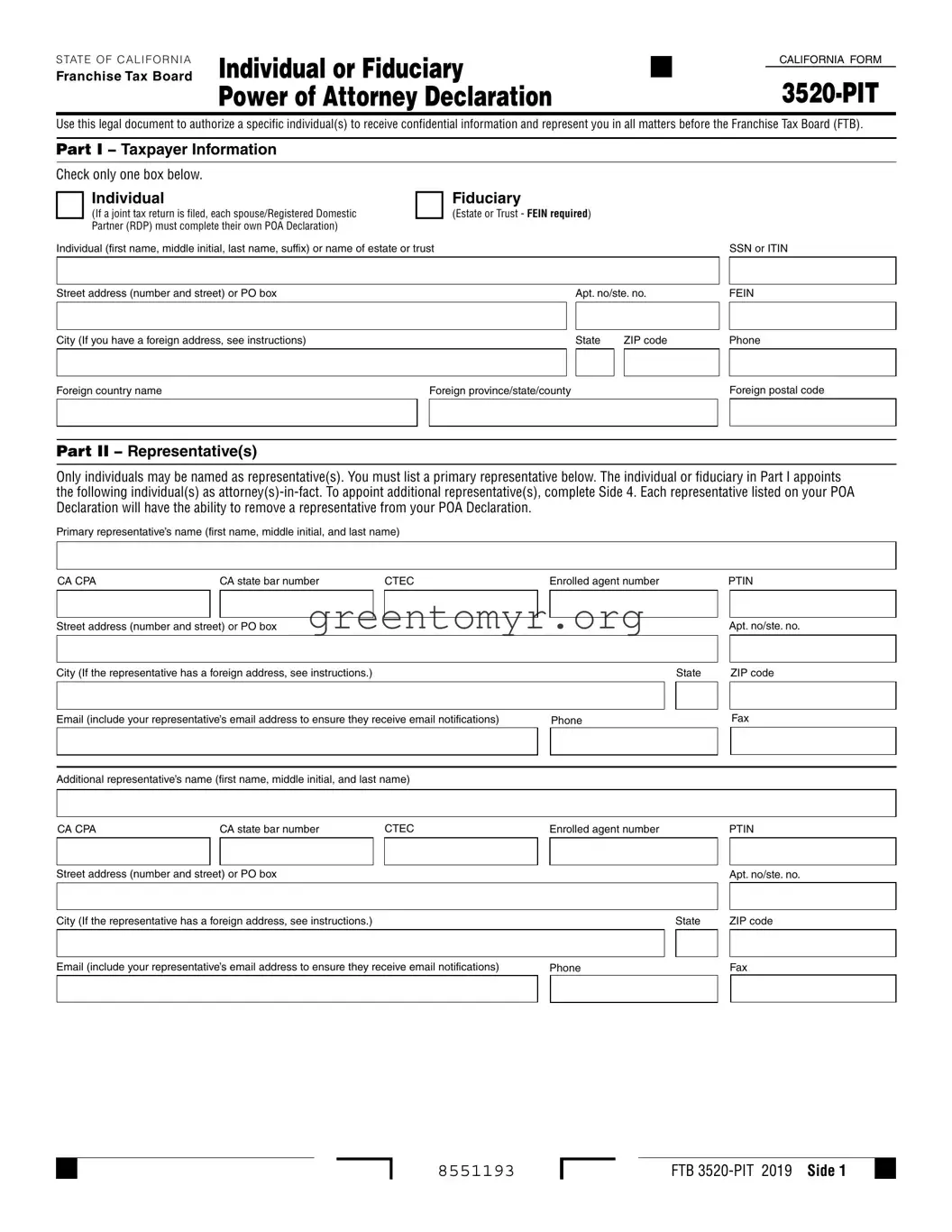 Fill in a Valid Tax POA 3520-PIT Template