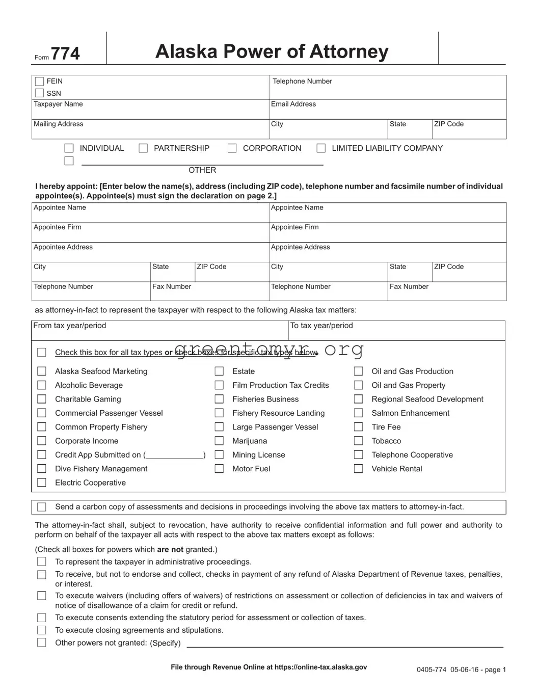 Fill in a Valid Tax POA 774 Template