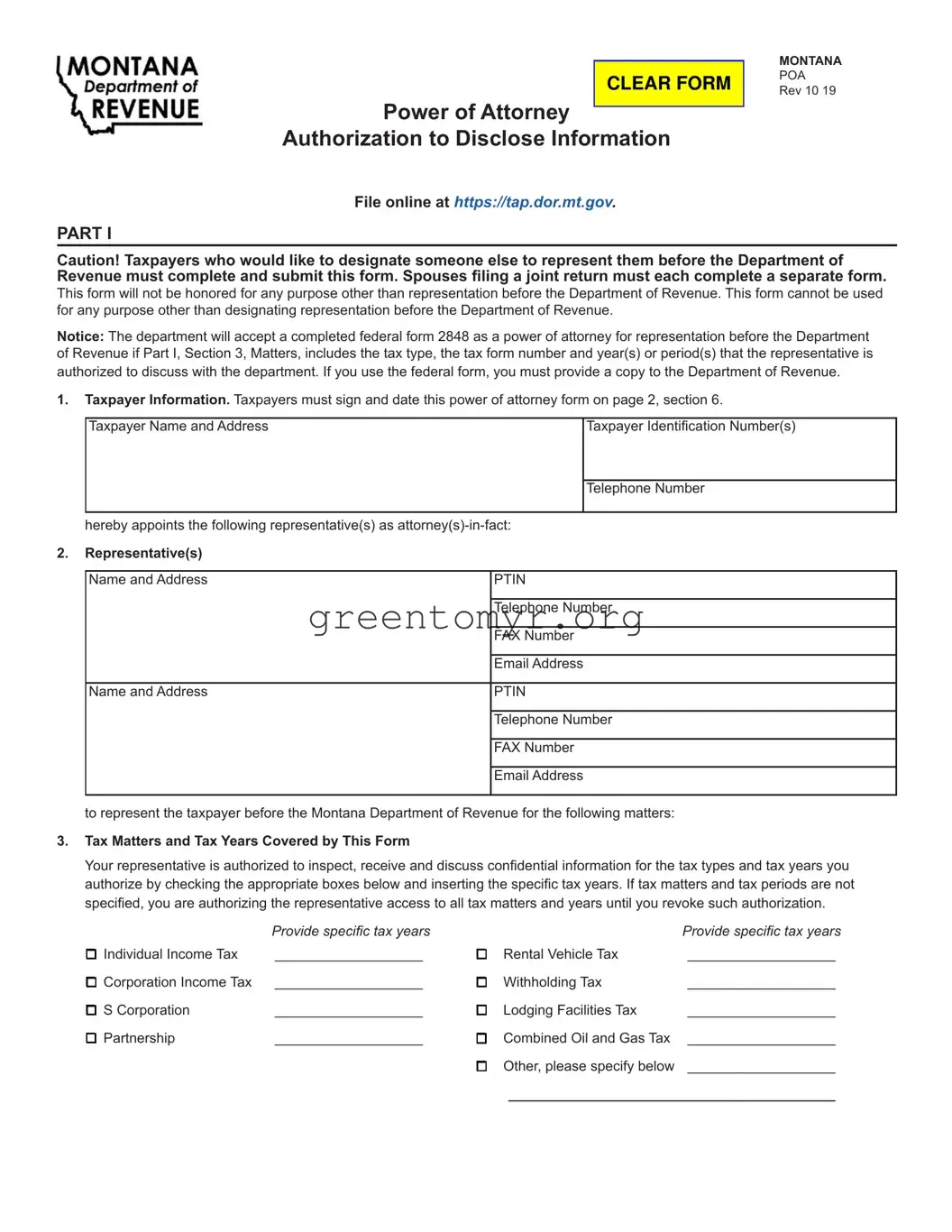 Fill in a Valid Tax POA Authorization to Disclose Tax Information Template