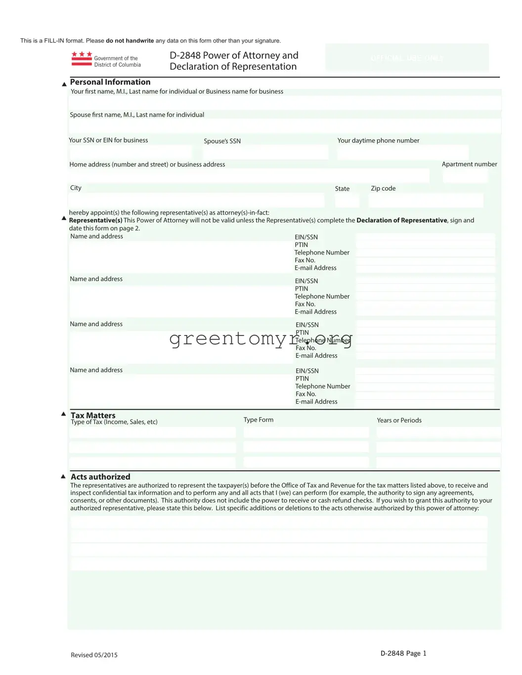 Fill in a Valid Tax POA D-2848 Template