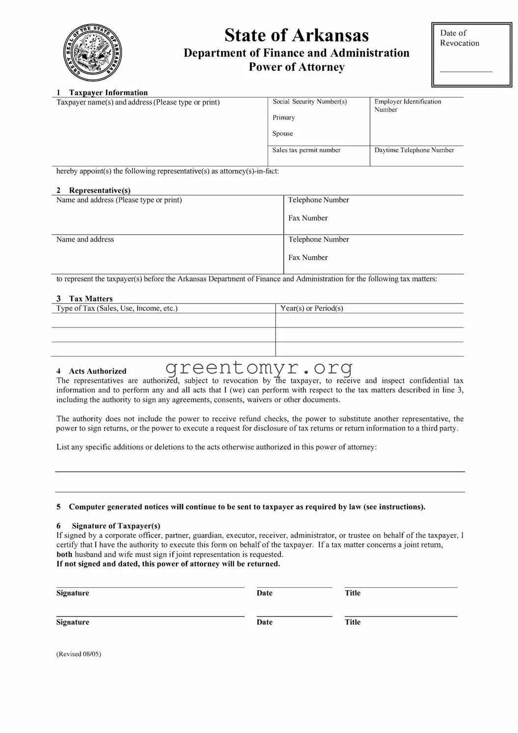 Fill in a Valid Tax POA dfa poa Template