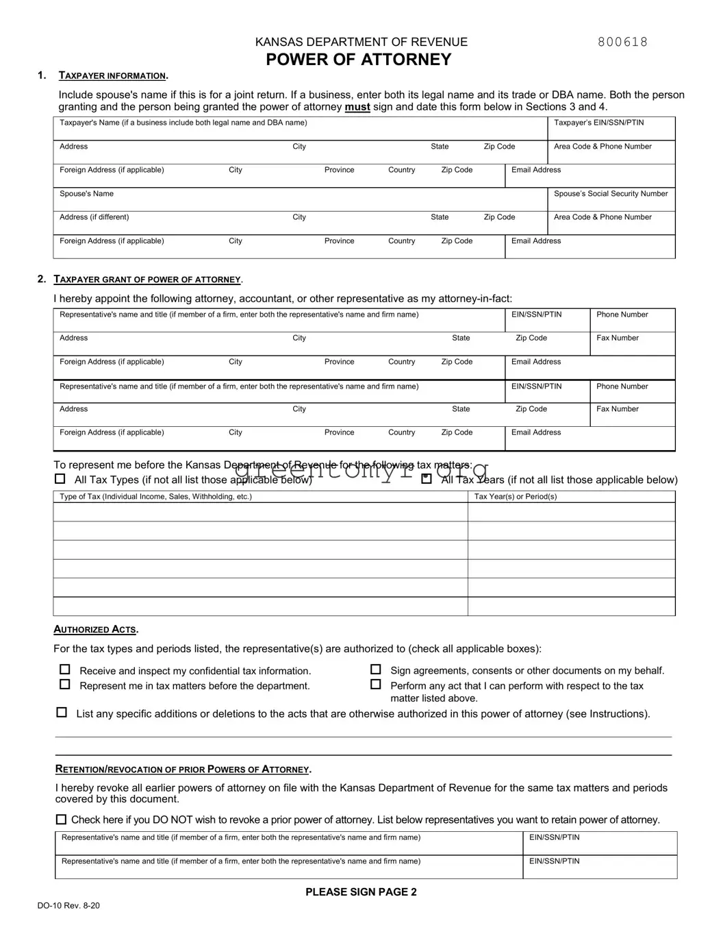 Fill in a Valid Tax POA DO-10 Template