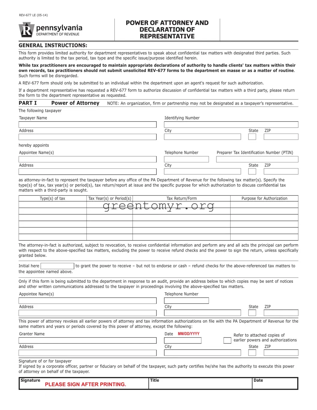 Fill in a Valid Tax POA form Template