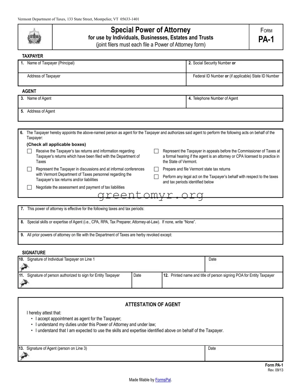 Fill in a Valid Tax POA form pa-1 Template