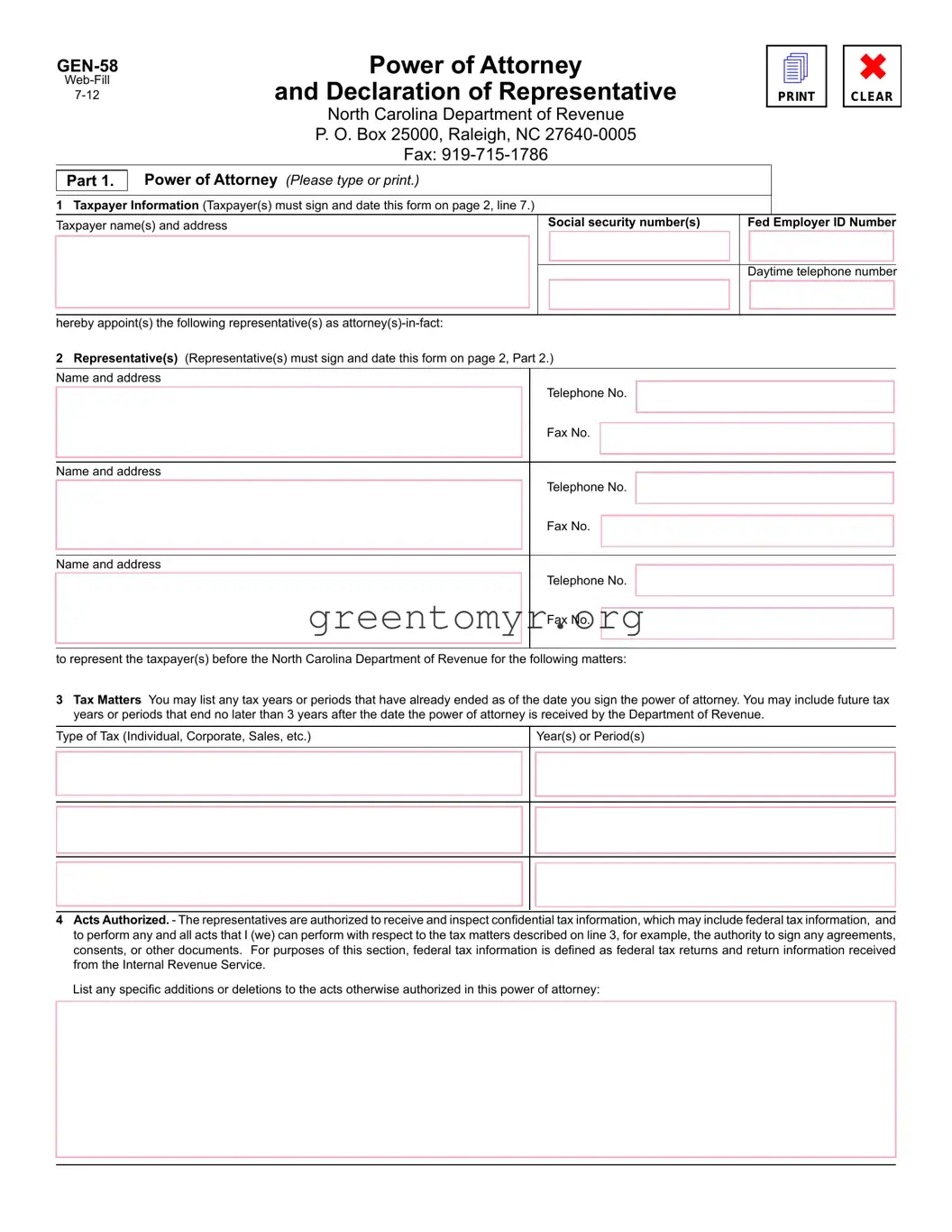 Fill in a Valid Tax POA gen-58 Template