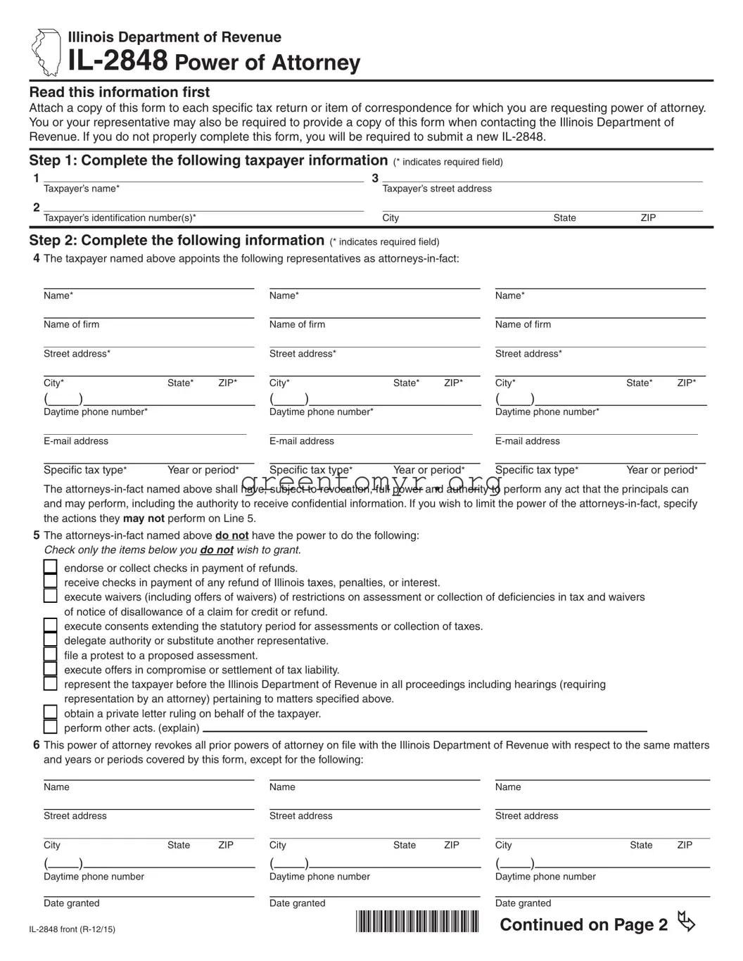 Fill in a Valid Tax POA il-2848 Template
