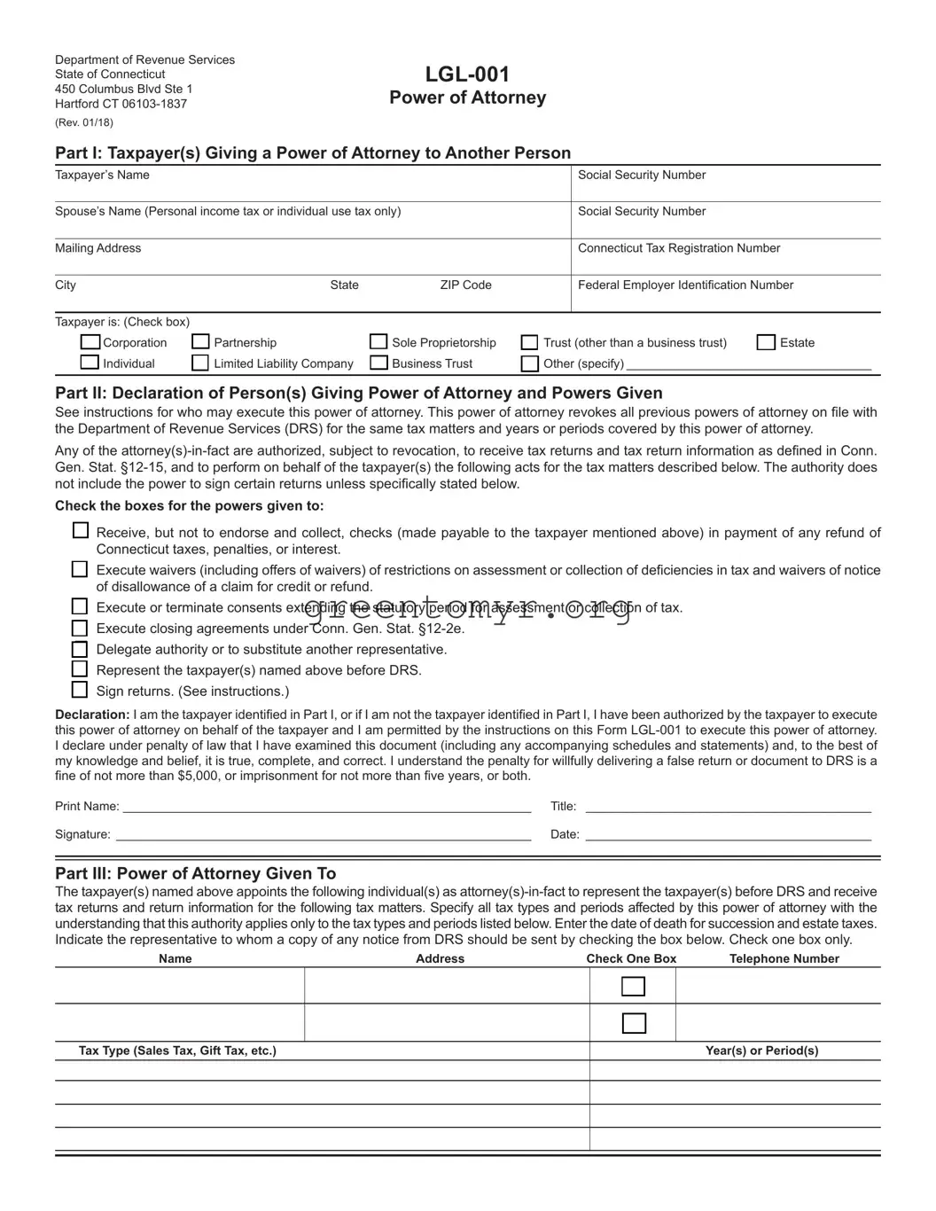 Fill in a Valid Tax POA lgl 001 Template