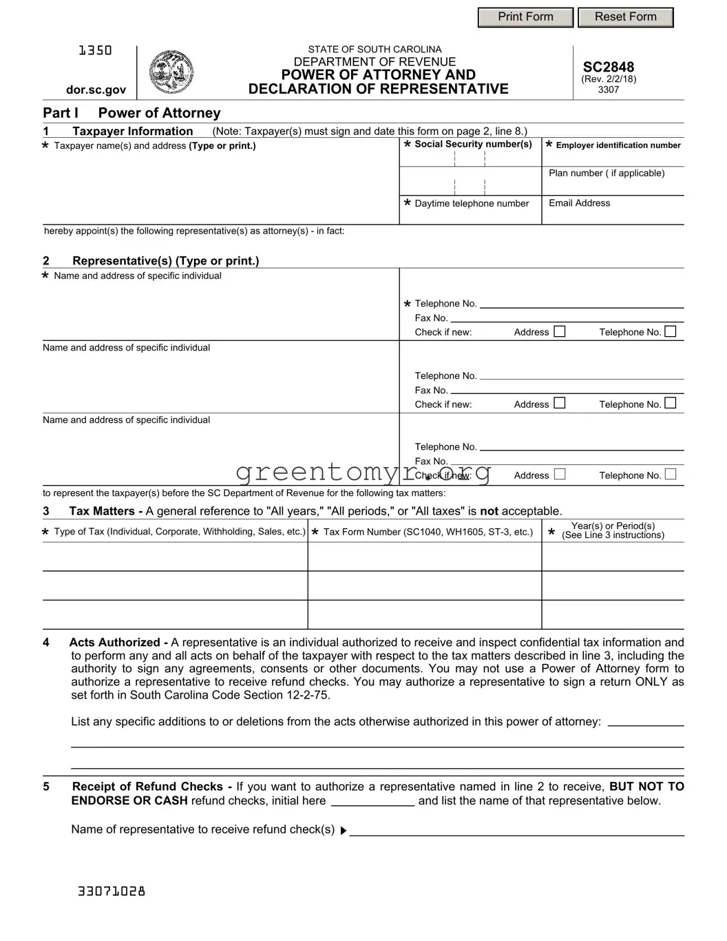 Fill in a Valid Tax POA sc2848 Template