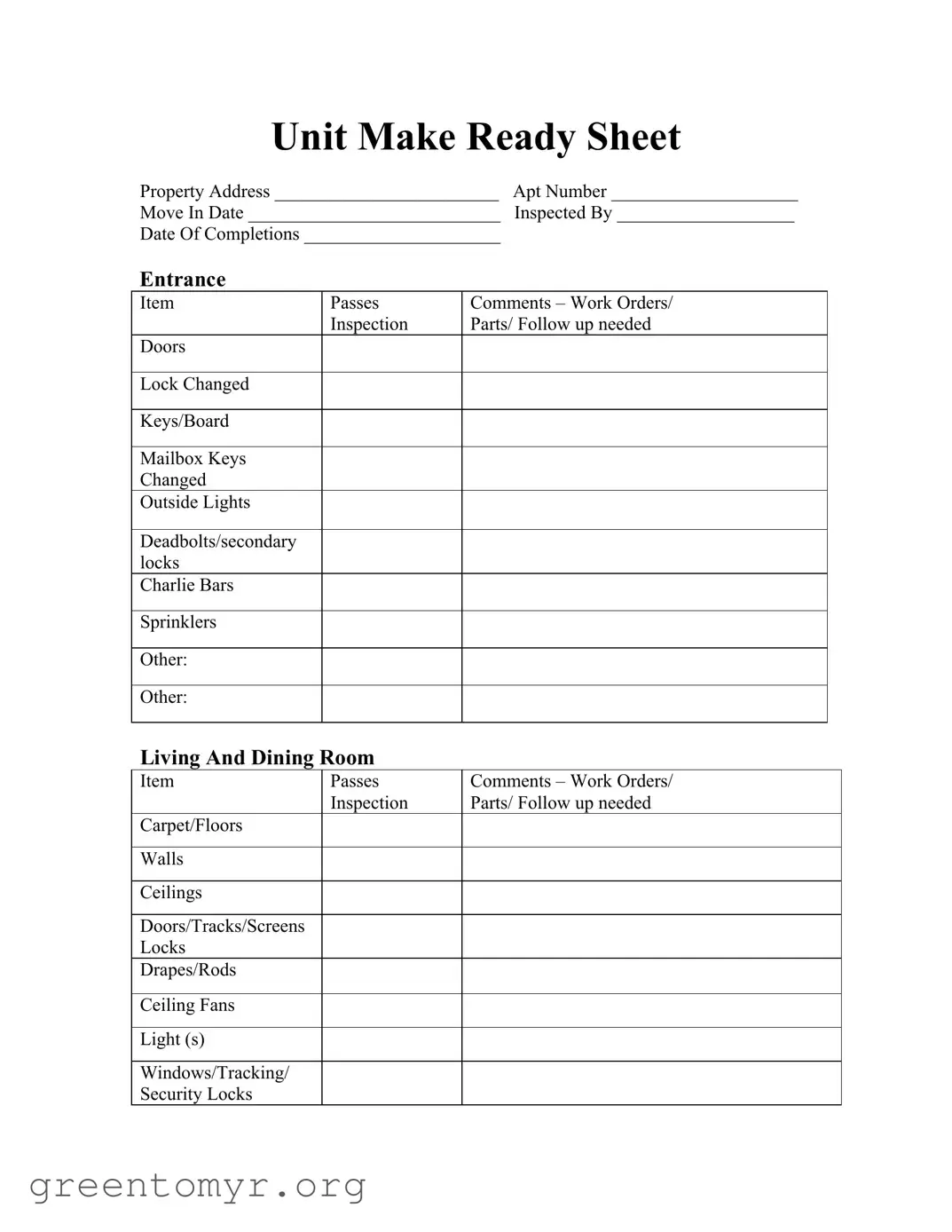 Fill in a Valid Make Ready Checklist Template