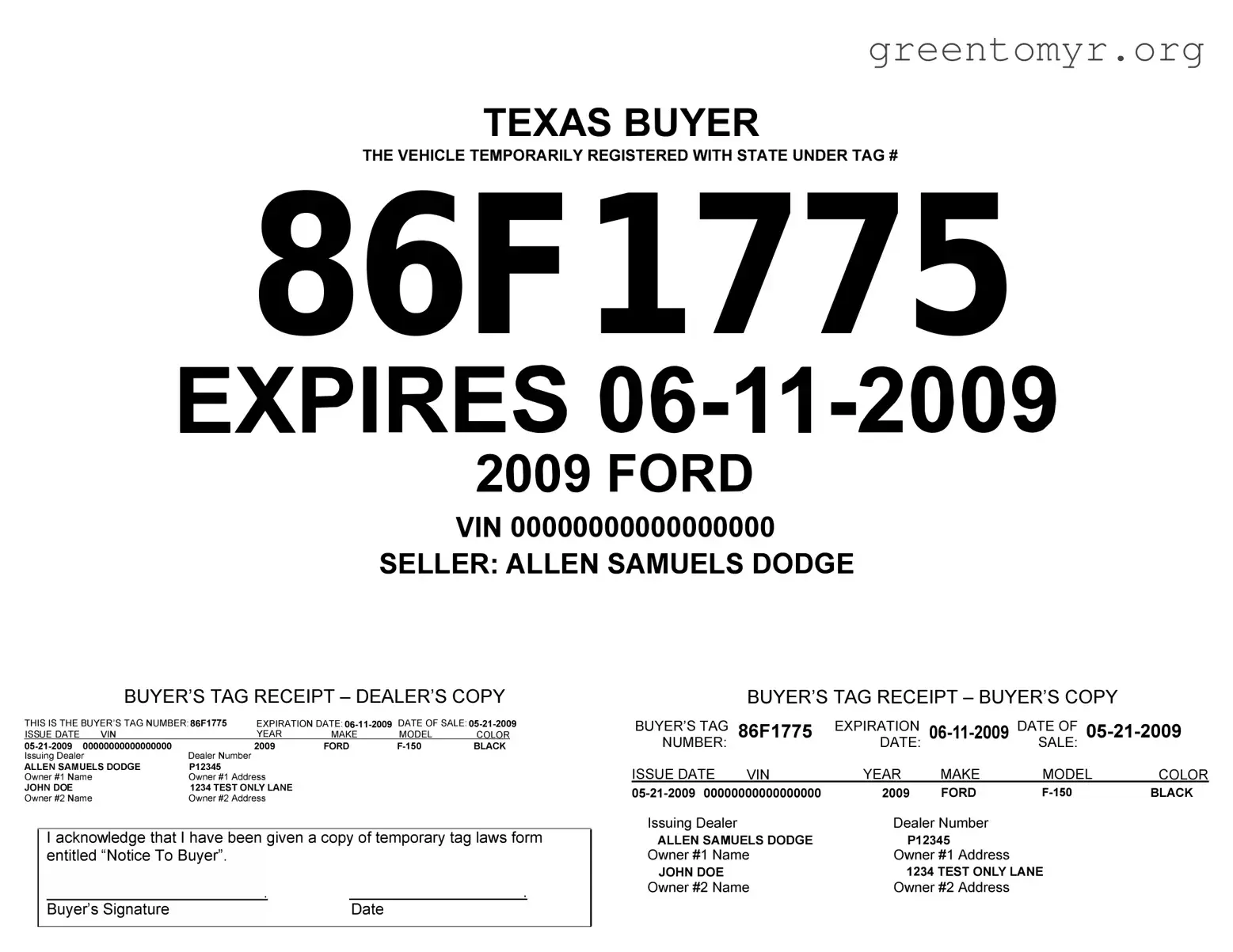 Fill in a Valid Texas Temporary Tag Template