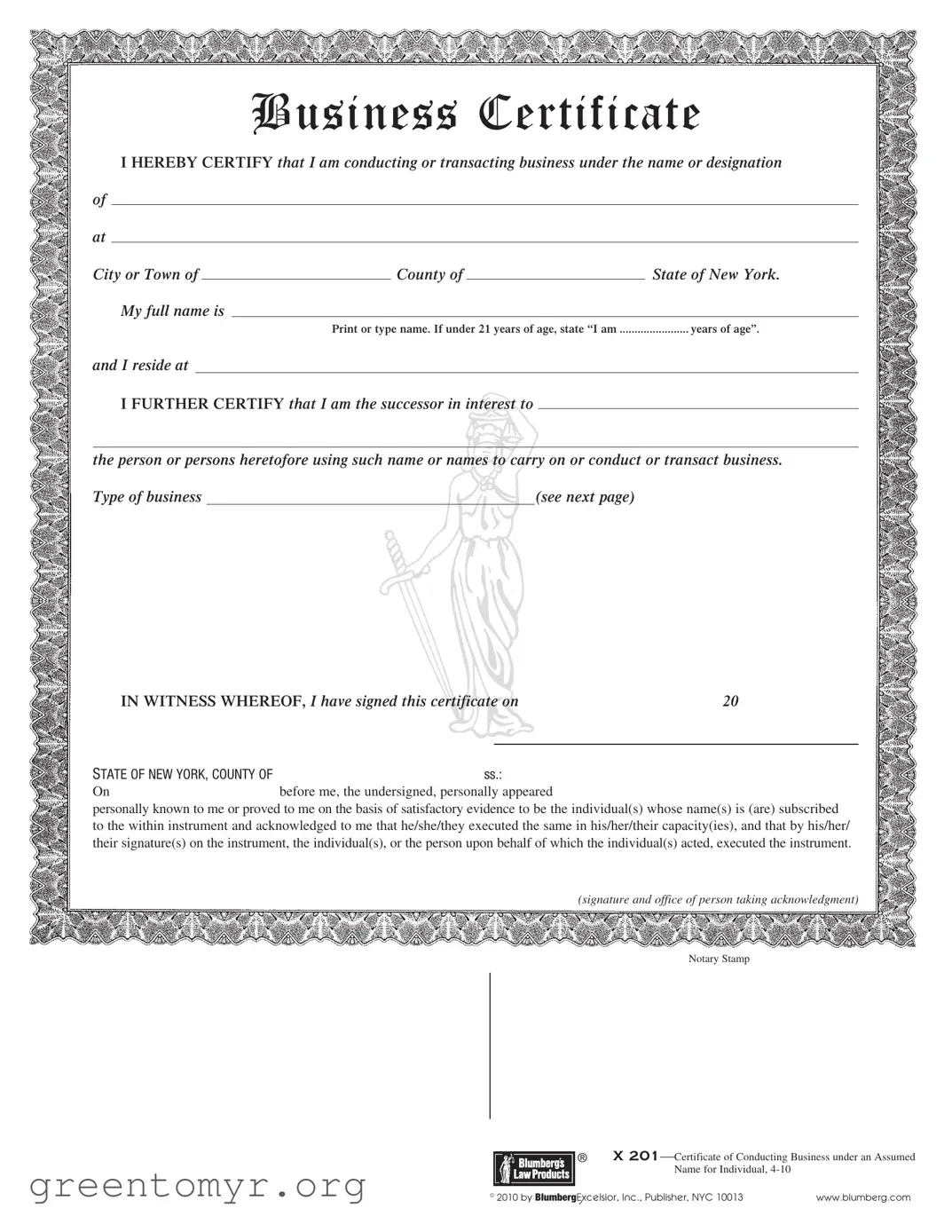 Fill in a Valid Business Certificate Template