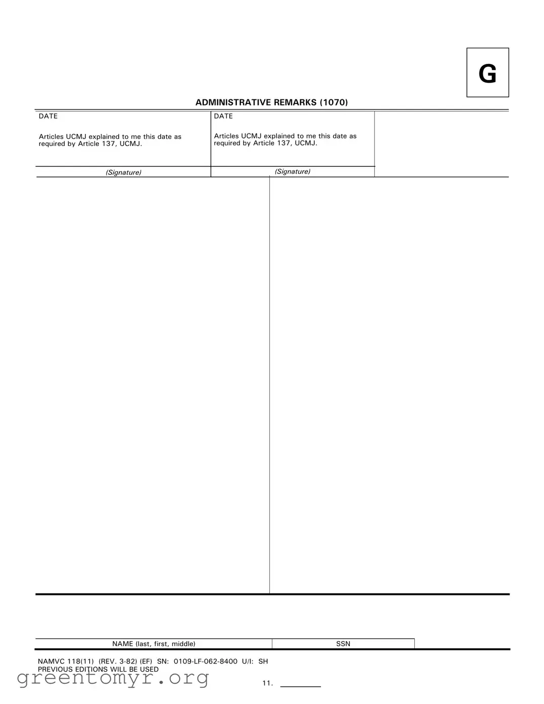 Fill in a Valid Navmc 118 11 Template