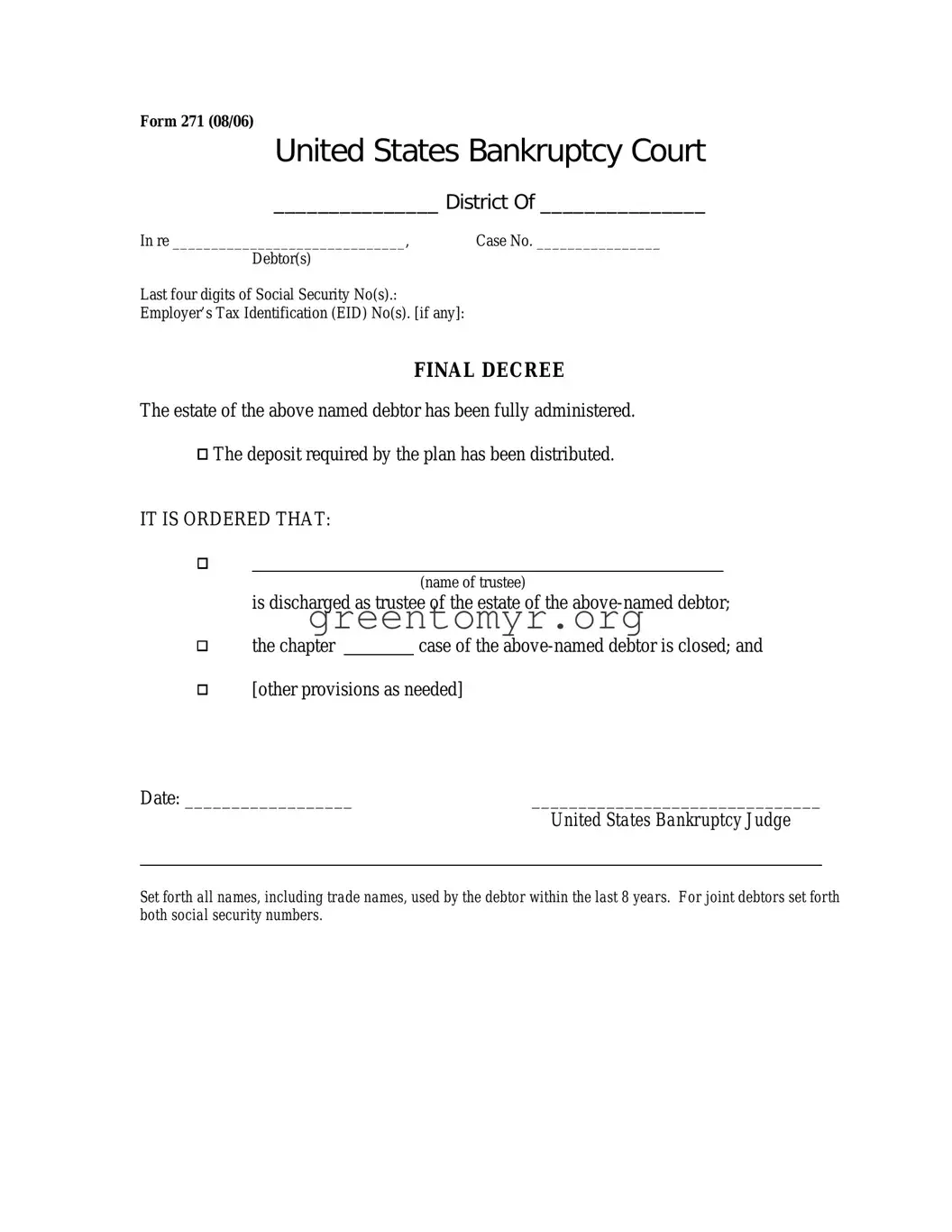 Fill in a Valid US Courts 271 Template