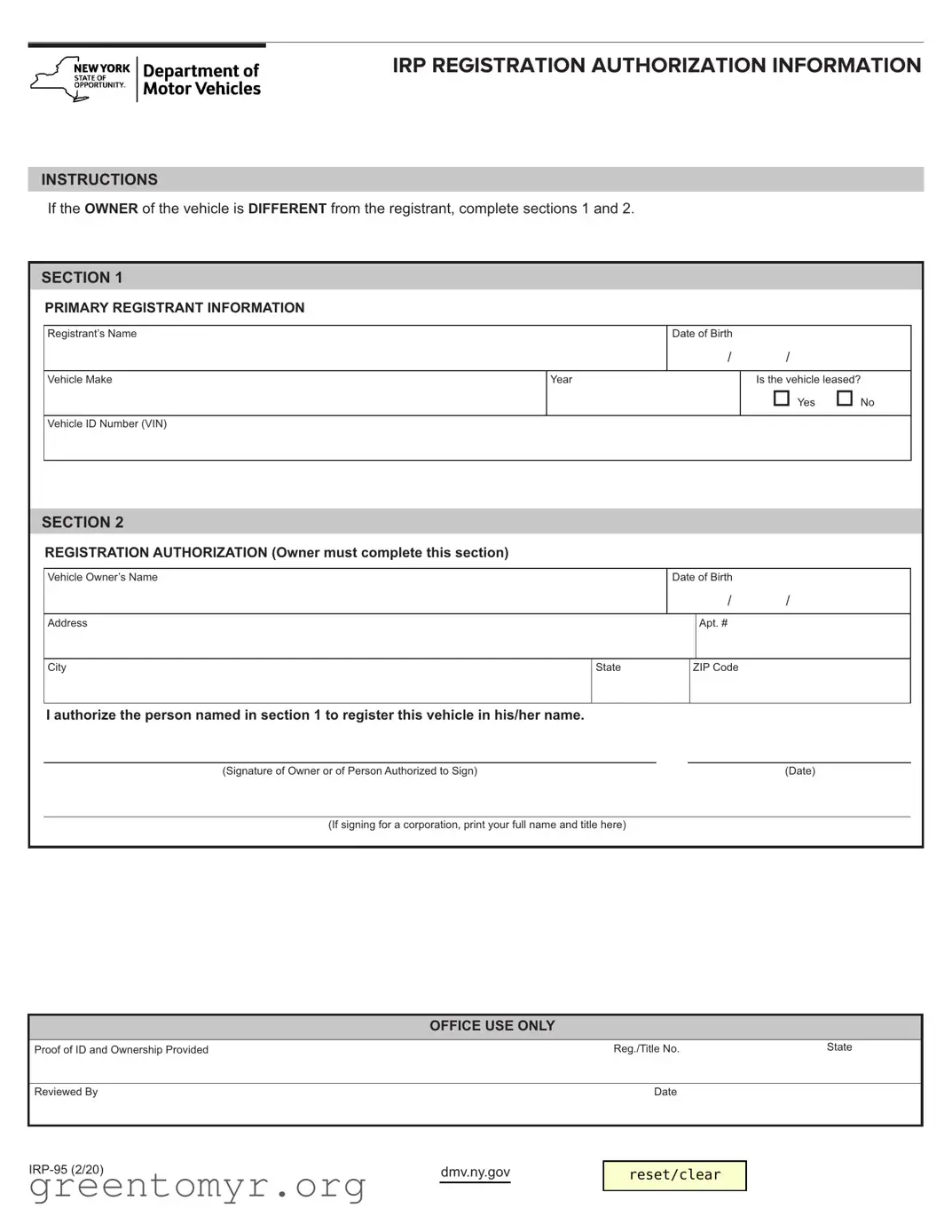 Fill in a Valid Mv 95 Template