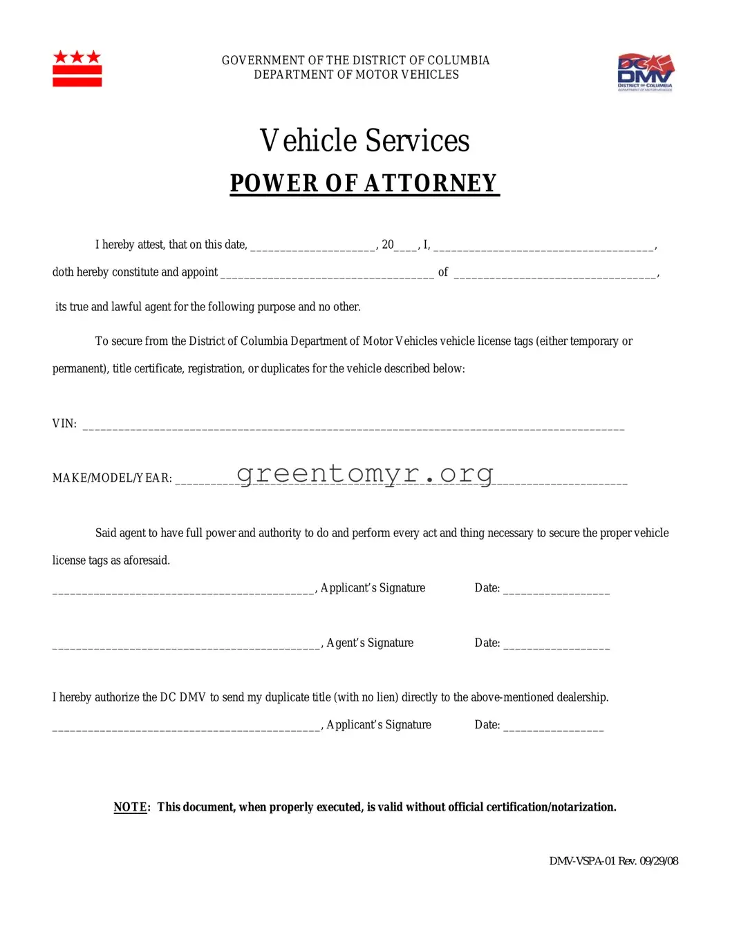 Fill in a Valid Vehicle POA DMV-VSPA-01 Template