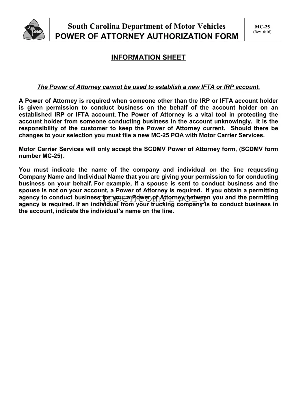 Fill in a Valid Vehicle POA form MC-25 Template