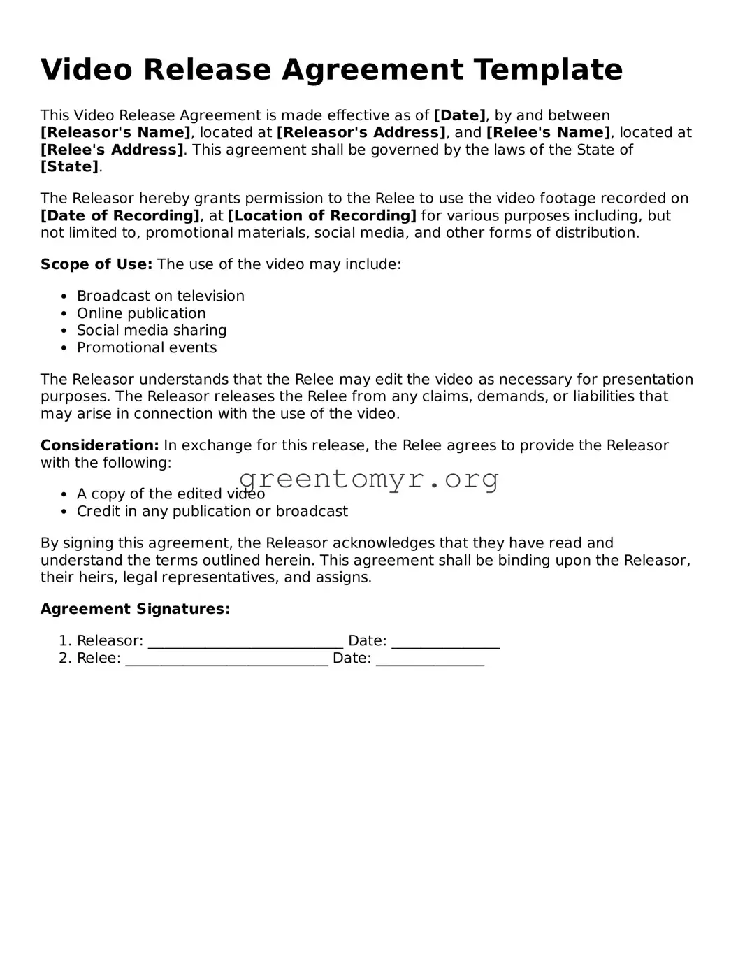 Valid Video Release Form